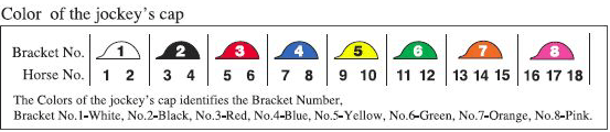 Color of the jockey's cap